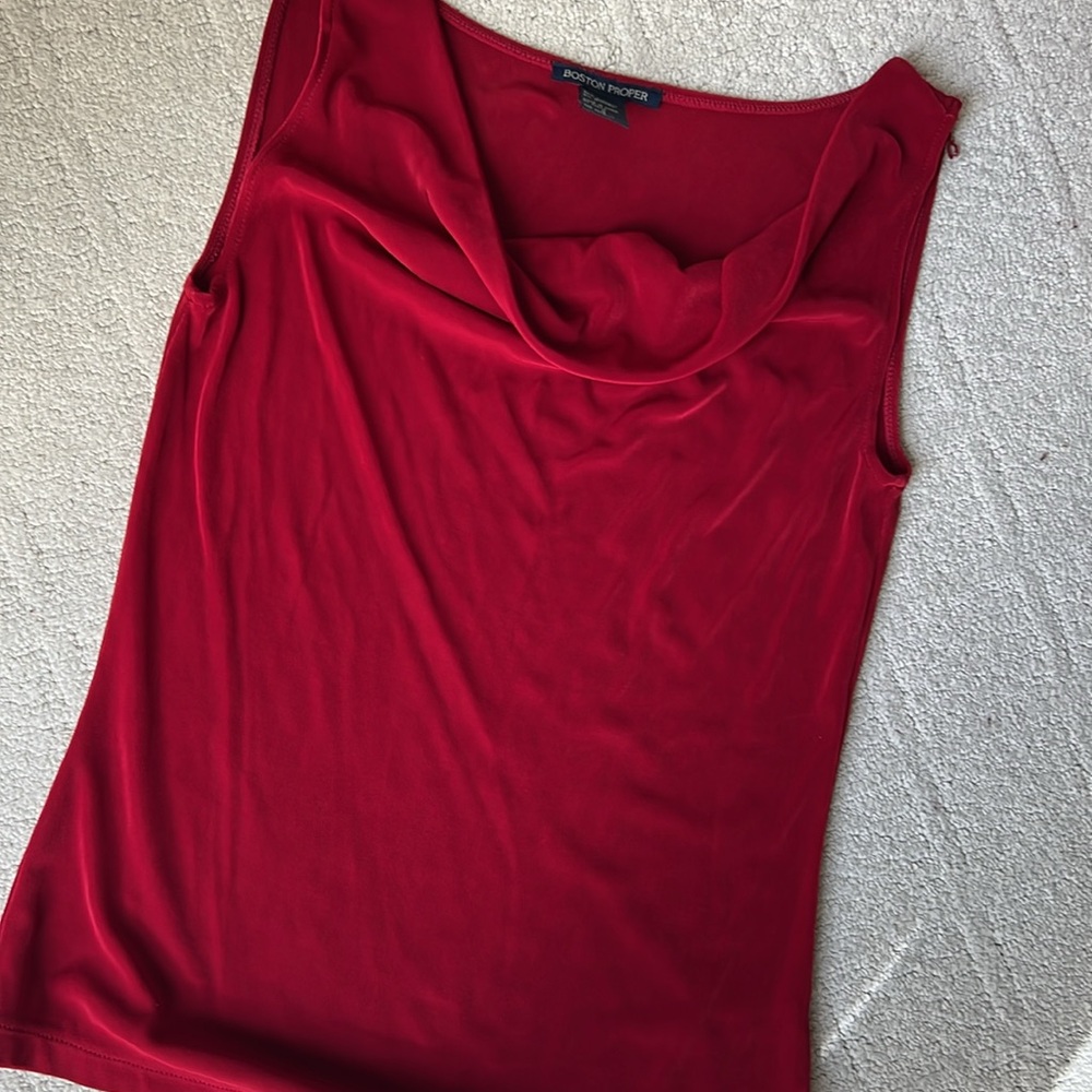 Boston Proper Elegant Ruby Red Sleeveless Top - image 4